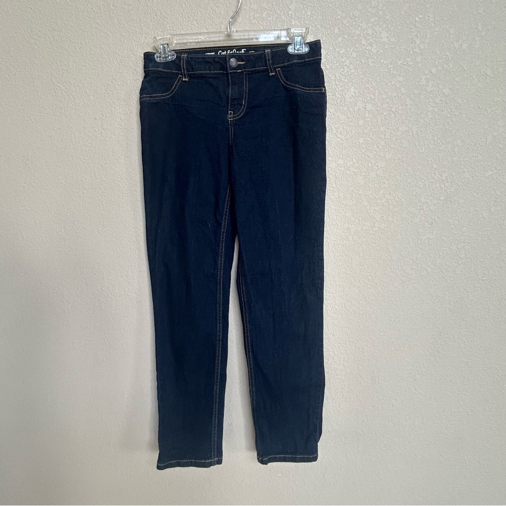 Cat & Jack Girls’ 12 Dark Blue Denim Jeans Super‎ Stretch Straight Leg School